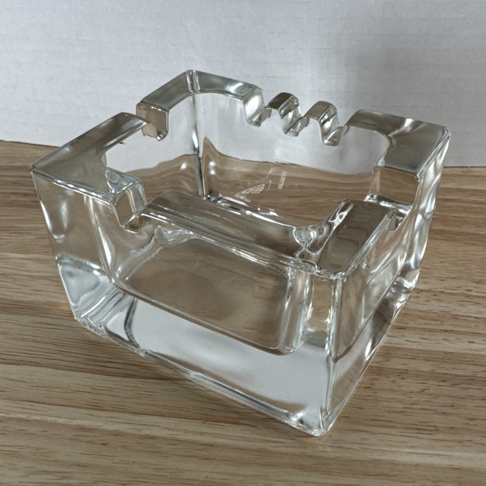 Vintage CIGARO Kaj Franck Crystal Ashtray Nuutajarvi Finland - Chipped Corners